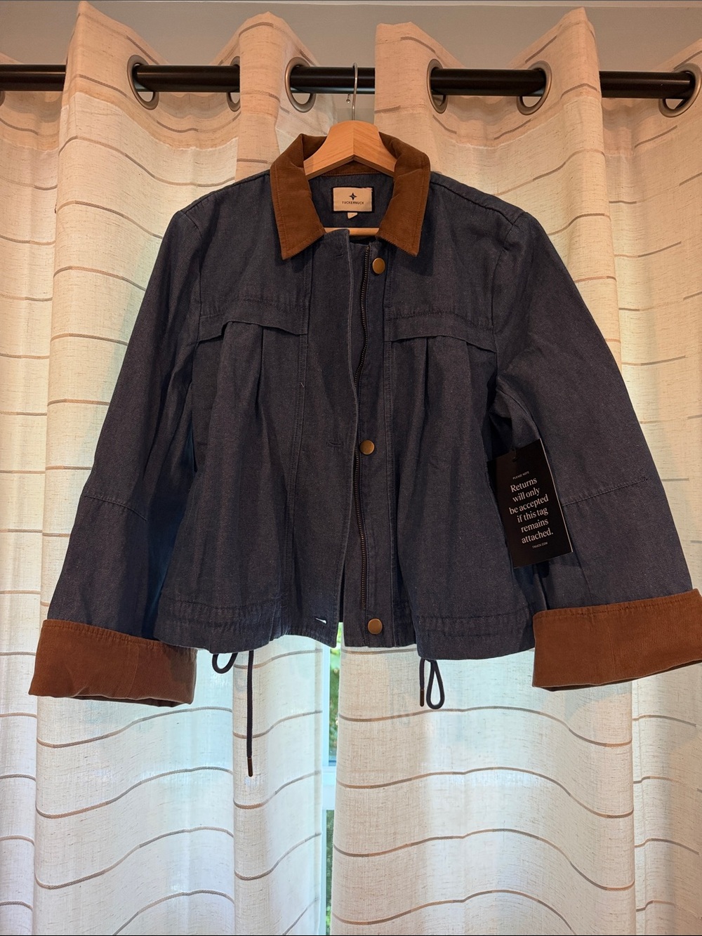 Tuckernuck Navy Denim Jacket with Brown Corduroy Trim
